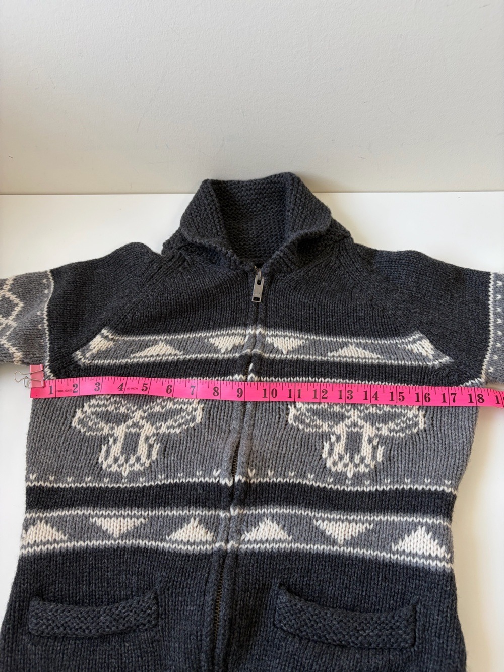 ARITZIA TNA SEA TO SKY 100% LAMBSWOOL COWICHAN STYLE CARDIGAN SWEATER - Picture 7 of 8